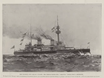 The Collision off Cape St Vincent, the French Battle-Ship Brennus, which sunk a Destroyer